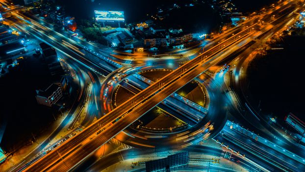 Expressway top view, Road traffic an important infrastructure in Thailand