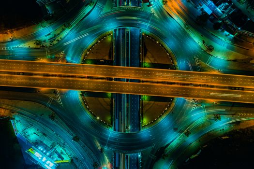 Expressway top view, Road traffic an important infrastructure in Thailand