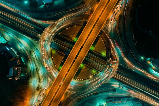 Expressway top view, Road traffic an important infrastructure in Thailand