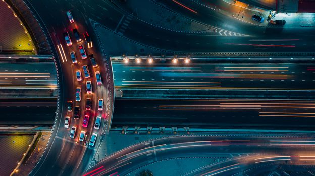 Expressway top view, Road traffic an important infrastructure in Thailand