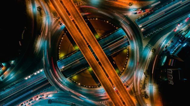 Expressway top view, Road traffic an important infrastructure in Thailand