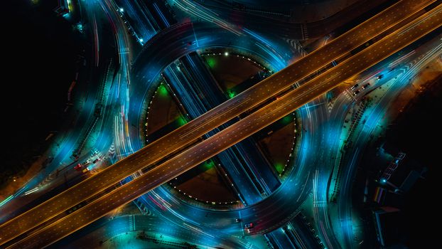 Expressway top view, Road traffic an important infrastructure in Thailand