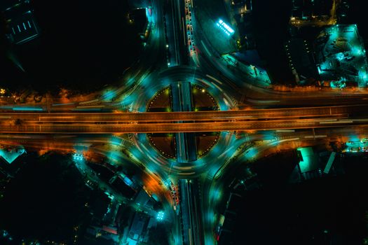 Expressway top view, Road traffic an important infrastructure in Thailand