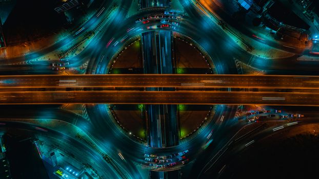 Expressway top view, Road traffic an important infrastructure in Thailand