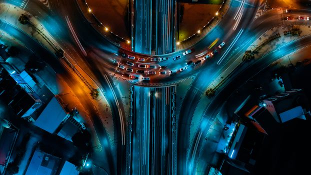 Expressway top view, Road traffic an important infrastructure in Thailand