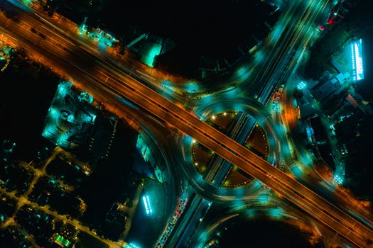 Expressway top view, Road traffic an important infrastructure in Thailand