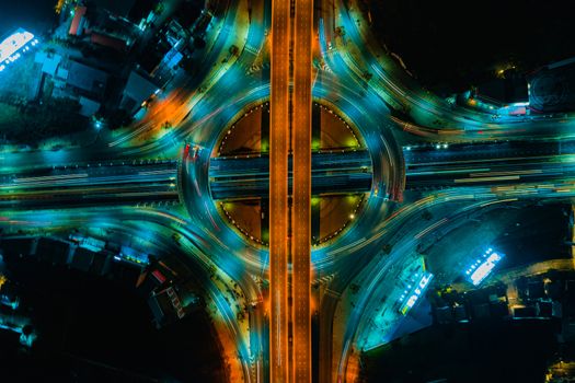 Expressway top view, Road traffic an important infrastructure in Thailand