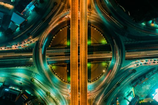 Expressway top view, Road traffic an important infrastructure in Thailand