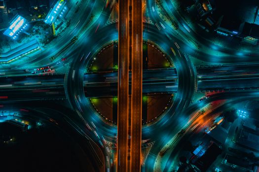 Expressway top view, Road traffic an important infrastructure in Thailand