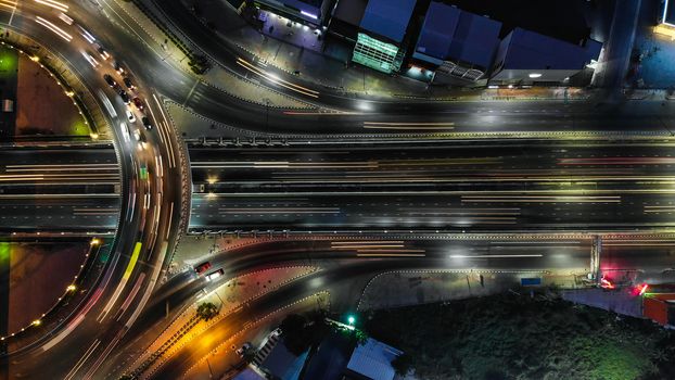 Expressway top view, Road traffic an important infrastructure in Thailand