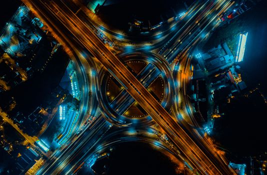 Expressway top view, Road traffic an important infrastructure in Thailand