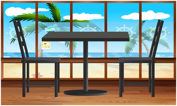 mock up illustration of couple table in a restaurant