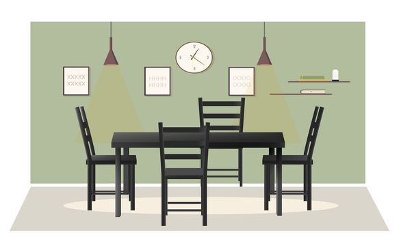 mock up illustration of a dining table in a room