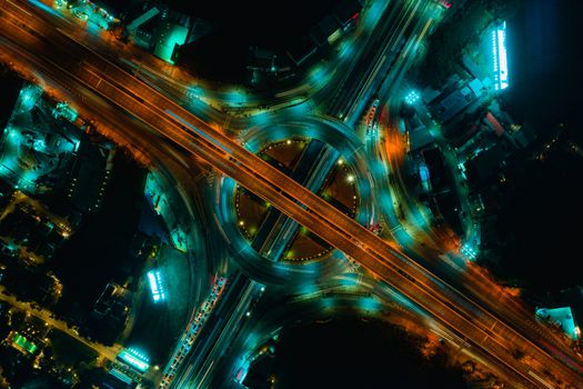 Expressway top view, Road traffic an important infrastructure in Thailand