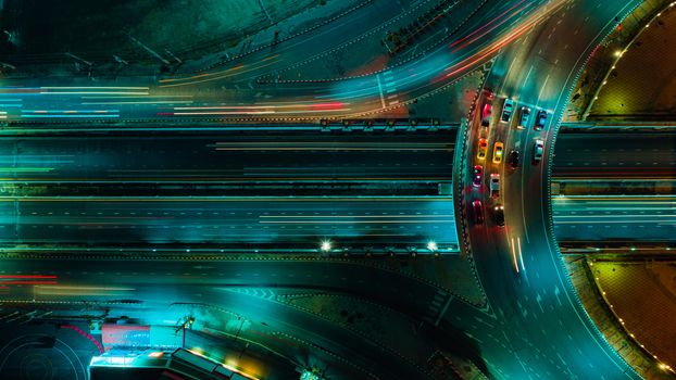 Expressway top view, Road traffic an important infrastructure in Thailand