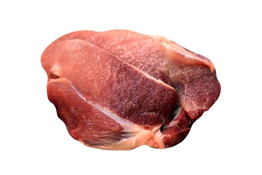 meat, meat beef, meat pork, loaf or heap raw meat, isolated on background white
