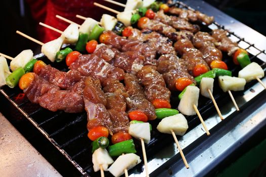 BBQ raw, barbecue grill raw, cooked meat raw (selective focus)