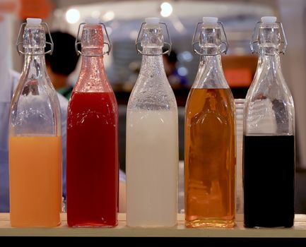 Bottle beverage, Water bottle glass colorful alcohol at bar beer for party drink night life time
