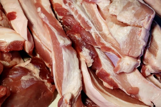 Raw Pork, Raw pork pieces meat, Pork close up, fat Pork Background