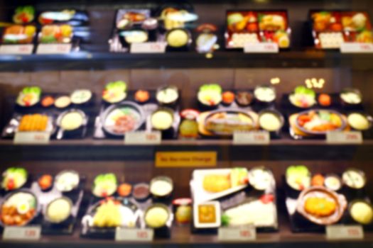blurred background of japanese food menu front restaurant japanese