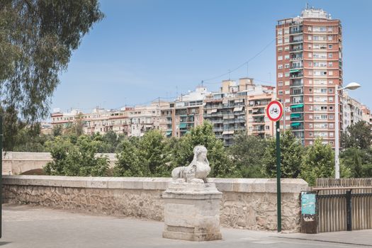 Valencia, Spain - June 16, 2017: View of typical apartment building in the city center on a summer day