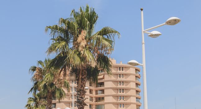 Valencia, Spain - June 16, 2017: View of typical apartment building in the city center on a summer day