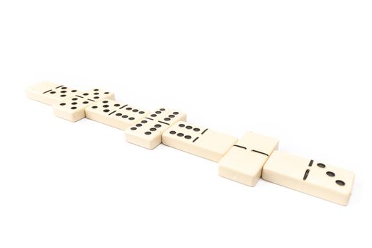 game dominoes rectangular bottom plastic range of the white background in studio