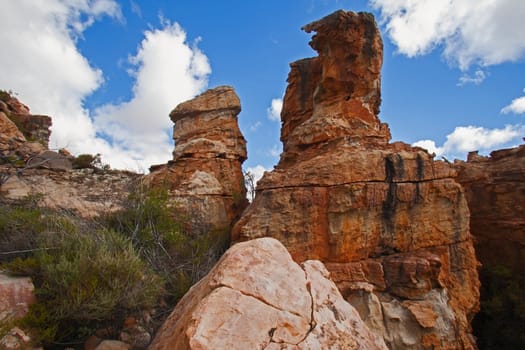 A scene of highly eroded sandstone formations in the Cederberg Wilderness Area, Western Cape. South Africa