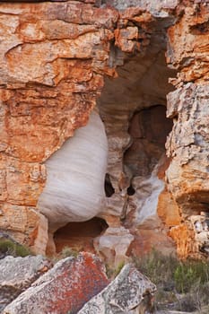 A scene of highly eroded sandstone formations in the Cederberg Wilderness Area, Western Cape. South Africa