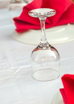 Empty Glass Wine on the table in restaurant