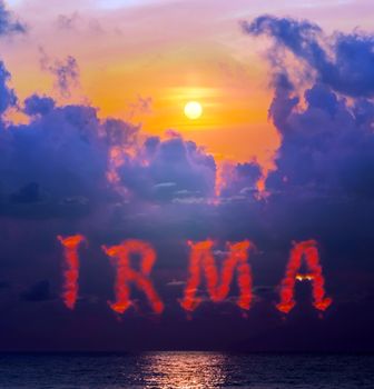 Storm clouds irma beach Florida Miami sky over sea background, hot tropical sunset sky over sea background.