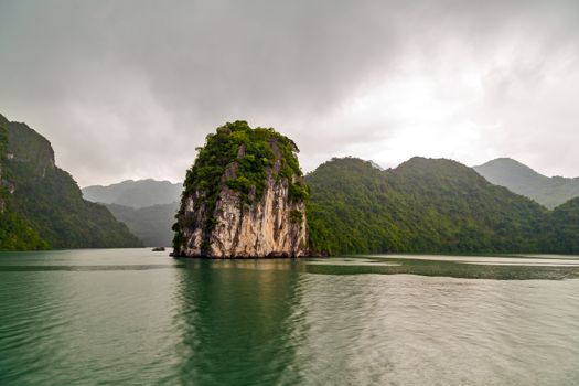 Ha Long bay islands Halong mountains in South China Sea, Vietnam. UNESCO World Heritage Site Asia. Indochina Discovery.