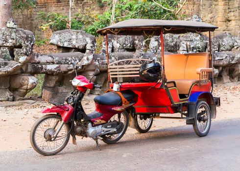 Asian rickshaw Taxi in Cambodia Tuk Tuk of Angkor Wat
