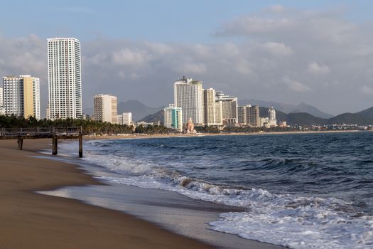 City Sand Beach, Nha Trang Bay of the South China Sea in Khanh Hoa province, Vietnam.