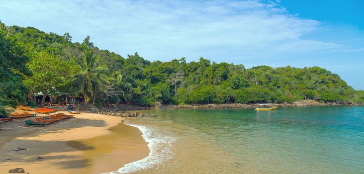 island Sri Lanka Jungle Beach panorama on tropical coast indian ocean