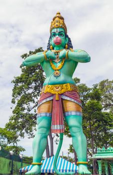 A Hanuman statue is a Hindu god which is located beside of the Batu Caves's entrance in Kuala Lumpur Malaysia.