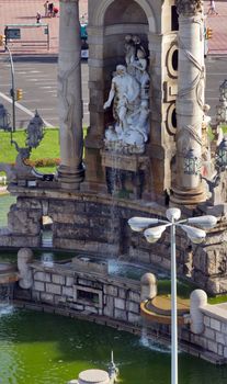 Barcelona, Spain - August 12, 2012. Placa d'Espanya Roundabout, Plaza of Spain in Barcelona. Spain