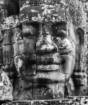 stone faces of king Bayon Temple Angkor Thom, Cambodia.