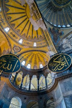 ISTANBUL, TURKEY - 1 MAY, 2014: Interior of the Hagia Sofia Mosque. The Church of the Holy Wisdom, known as Hagia Sophia in Greek, Ayasofya or Aya Sofya in Turkish.