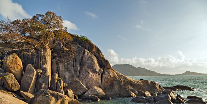 Grandmother Hin Yai, The Grandma and Grandpa beachside rocks, located between Lamai and Hua Thanon, Koh Samui, Thailand