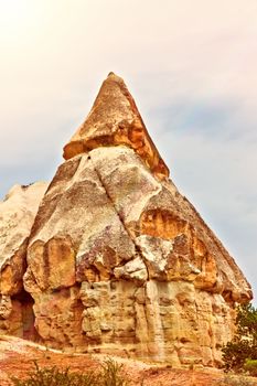 Volcanic rock formations in Cappadocia, Anatolia, Turkey. Goreme national park.