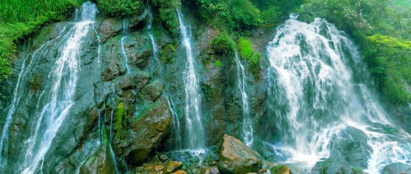 Waterfall Tien Sa falls, falling Sapa village, Lao Cai Province, nature landscape in Vietnam Northwest