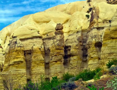volcanic rocks in Turkey, textur background limestone sandstone of Cappadocia