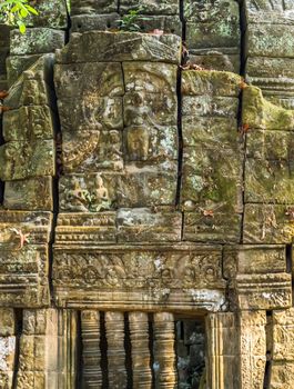 Apsaras decoration at the corner of Angkor wat, Seam Reap, Cambodia