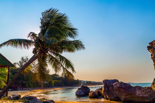 cliffs on a tropical sunset at spectacular sunset background