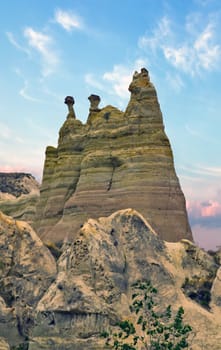 Goreme National Park and the Rock Sites of Cappadocia, Anatolia, Turkey. Volcanic mountain landscape.