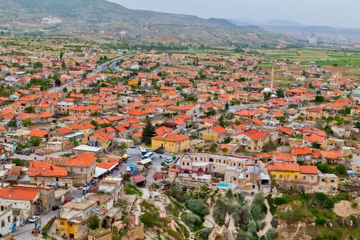 Goreme National Park and the Rock Sites of Cappadocia, Anatolia, Turkey. Volcanic mountain landscape. Travel background