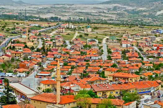 Old town Goreme village, Turkey. Rural Cappadocia landscape.