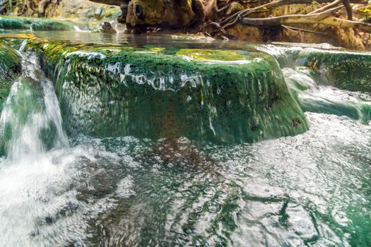 Waterfal river Hot Spring in the south of Krabi province in Klong Thom