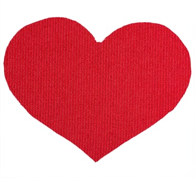 Decorative heart red canvas texture isolated on white background